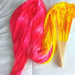 Pair of perfect silk long fans